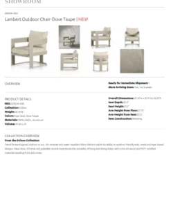 Four Hands Lambert Outdoor Chair Dove Taupe