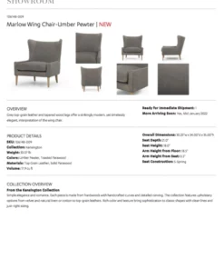 Four Hands Marlow Wing Chair Umber Pewter Leather New Arrivals