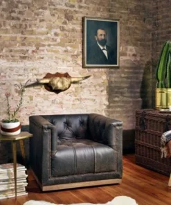 Four Hands Maxx Swivel Chair Destroyed Black