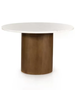 Four Hands New Arrivals Pilo Dining Table Dark Parawood With Marble