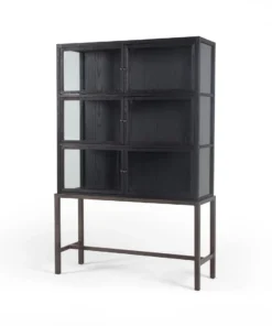 Four Hands New Arrivals Spencer Curio Cabinet Drifted Black