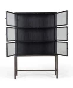 Four Hands New Arrivals Spencer Curio Cabinet Drifted Black