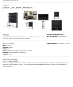 Four Hands New Arrivals Spencer Curio Cabinet Drifted Black