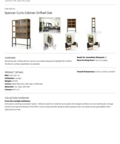 Four Hands Spencer Curio Cabinet Drifted Oak