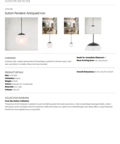 Four Hands New Arrivals Sutton Pendant Antiqued Iron