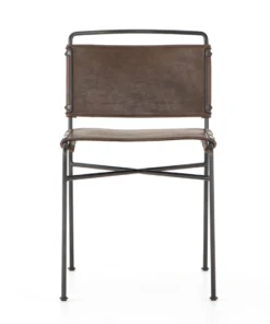 Four Hands Wharton Dining Chair Distressed Brown Leather New Arrivals