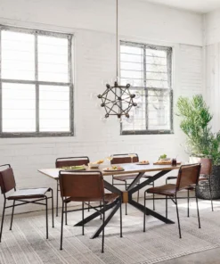 Four Hands Wharton Dining Chair Distressed Brown Leather New Arrivals