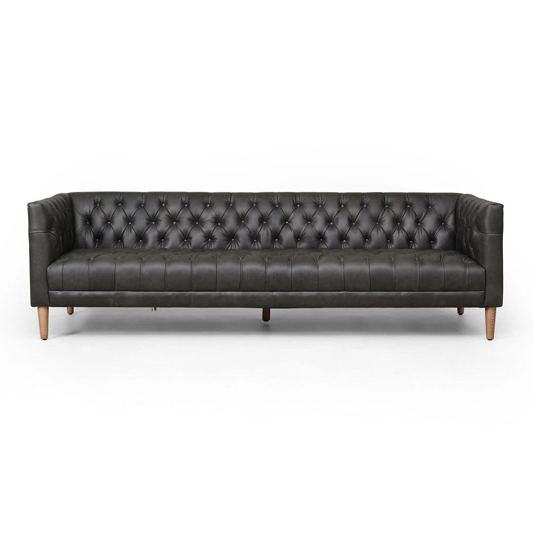 Four Hands Williams Extra Long Leather Sofa Washed Ebony 4 Four Hands Williams Extra Long Leather Sofa Washed Ebony