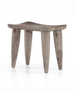 Four Hands New Arrivals Zuri Outdoor Stool Grey Weathered Teak