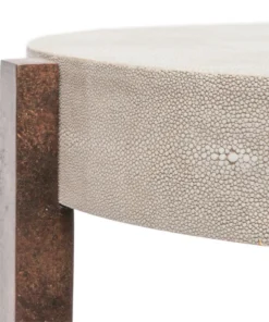 Made Goods New Arrivals Dexter Side Table Bronze And Sand Faux Shagreen