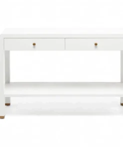 Made Goods Jarin Console Designer White Faux Belgian Linen New Arrivals