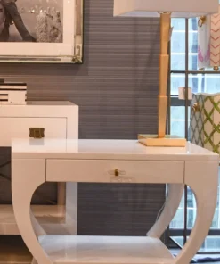 Worlds Away New Arrivals Sonya Side Table White Lacquer