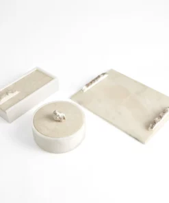 Global Views Alabaster Box And Tray Set With Rock Finial New Arrivals