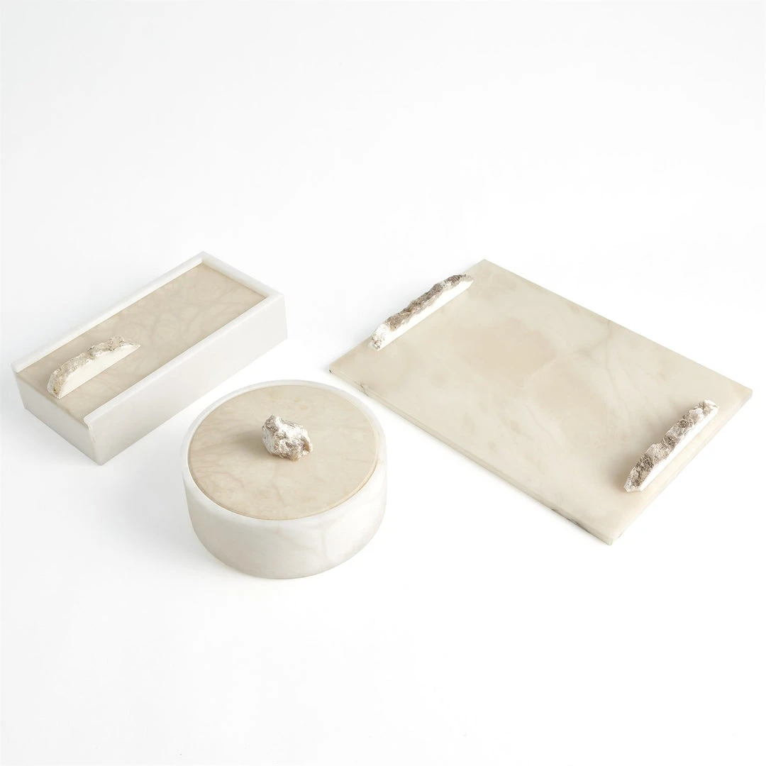 Global Views Alabaster Box And Tray Set With Rock Finial New Arrivals 3 Global Views Alabaster Box And Tray Set With Rock Finial New Arrivals