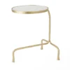 Global Views Cantilever Table Brass With White Marble Top