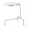 Global Views New Arrivals Cantilever Table Nickel With White Marble Top