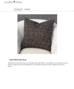 Global Views Cojin Pillow Dark Gray New Arrivals