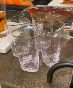 Global Views New Arrivals Hammered High Ball Glasses Set Of 8