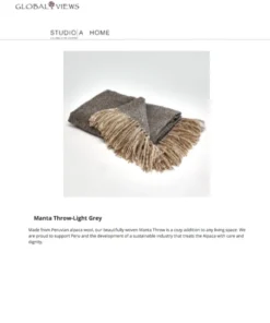 Global Views New Arrivals Manta Throw Light Grey