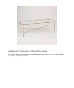 Global Views New Arrivals Spike Cocktail Table Antique Nickel White Marble 10 Global Views New Arrivals Spike Cocktail Table Antique Nickel White Marble