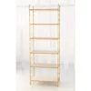 Global Views Spike Etagere Antique Brass And White Marble