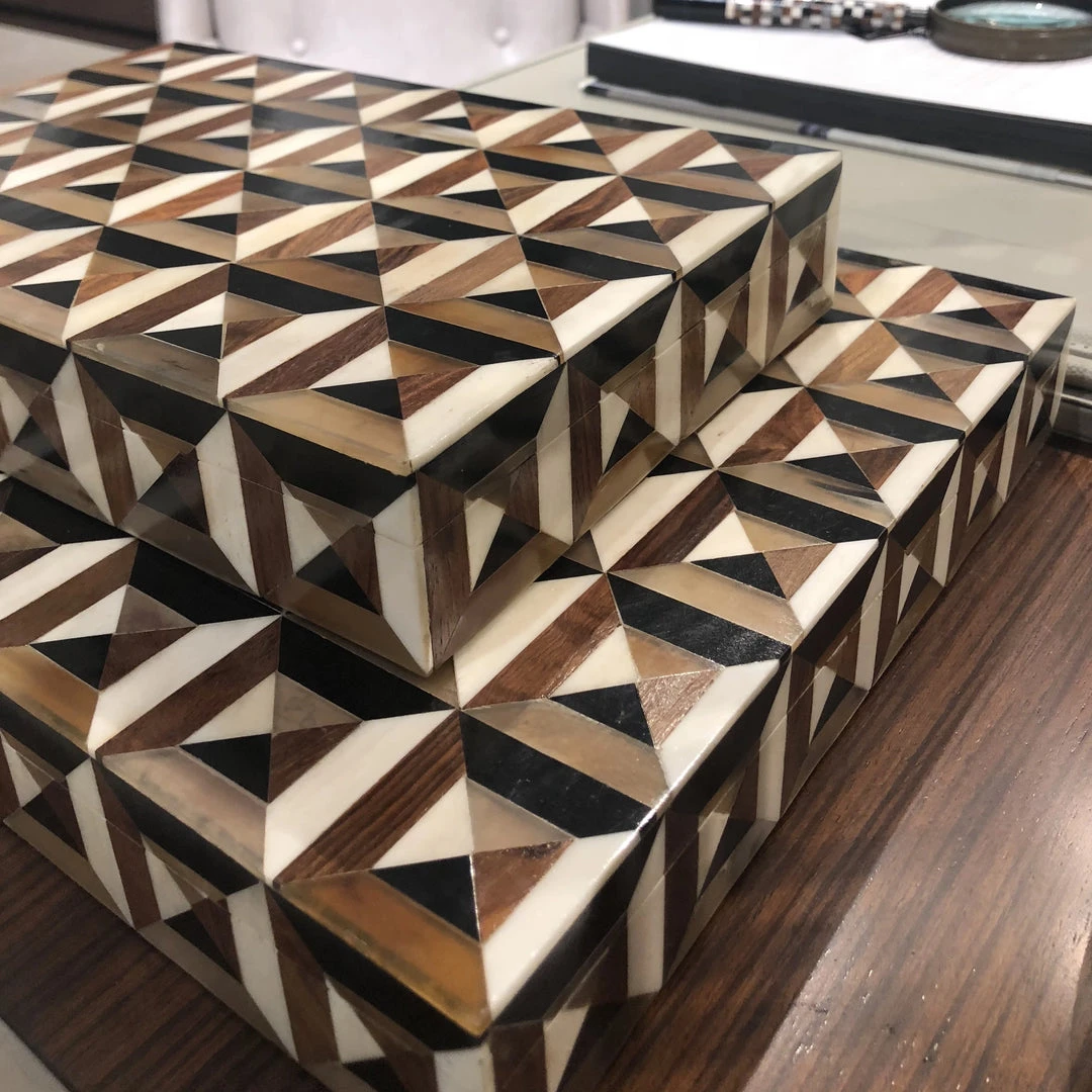 Global Views Triangle Marquetry Box Set 5 Global Views Triangle Marquetry Box Set