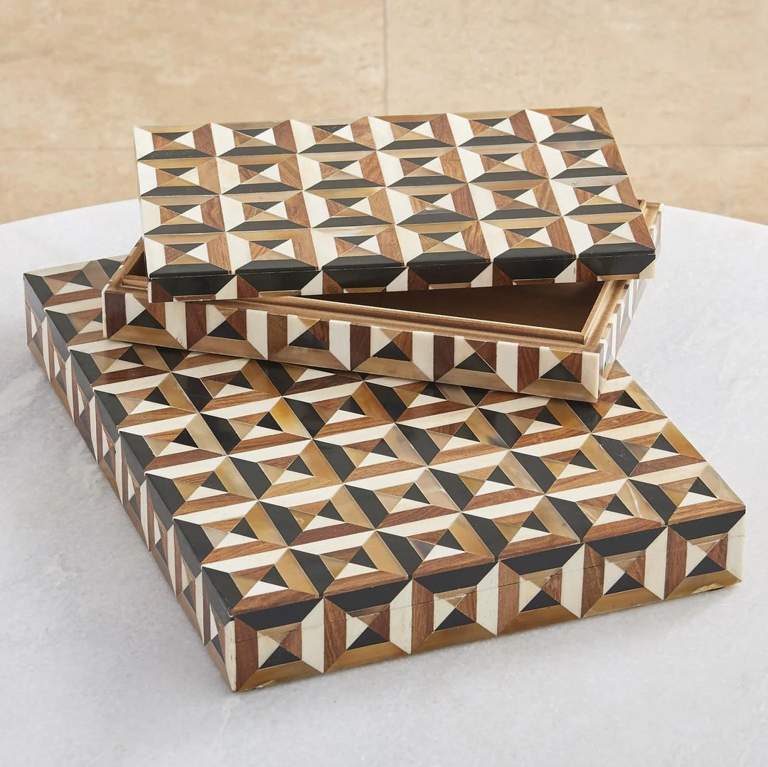 Global Views Triangle Marquetry Box Set 6 Global Views Triangle Marquetry Box Set