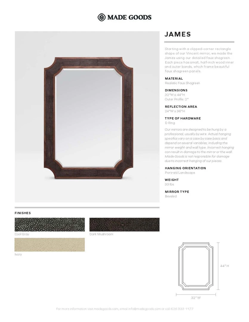 Made Goods New Arrivals James Mirror Cool Gray Faux Shagreen 4 Made Goods New Arrivals James Mirror Cool Gray Faux Shagreen
