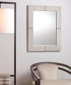 Jamie Young New Arrivals Cross Stitch Rectangle Mirror White Hide 10 Jamie Young New Arrivals Cross Stitch Rectangle Mirror White Hide