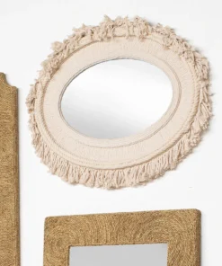 Jamie Young New Arrivals Fringe Oval Mirror Cream 9 Jamie Young New Arrivals Fringe Oval Mirror Cream