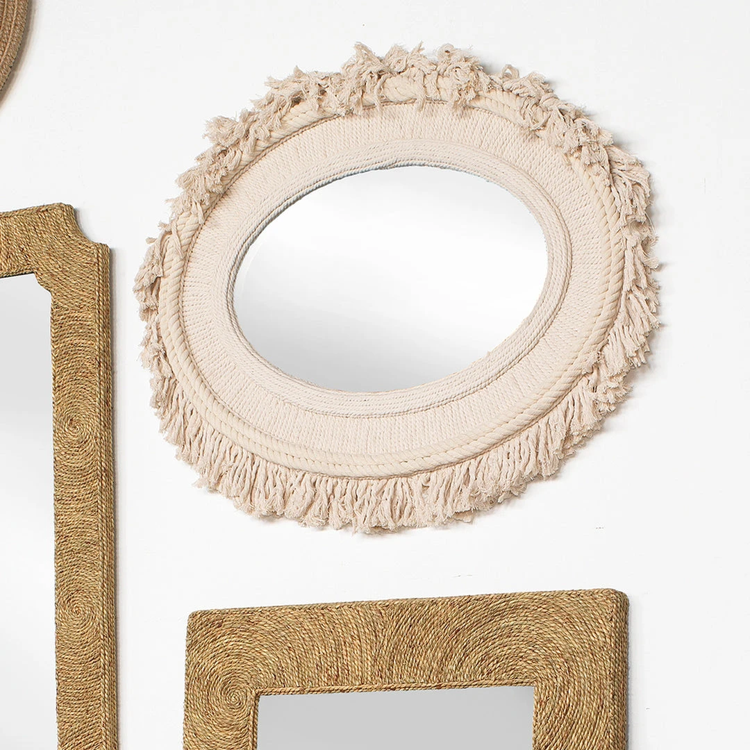 Jamie Young New Arrivals Fringe Oval Mirror Cream 5 Jamie Young New Arrivals Fringe Oval Mirror Cream