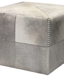 Jamie Young New Arrivals Large Ottoman Grey Hide