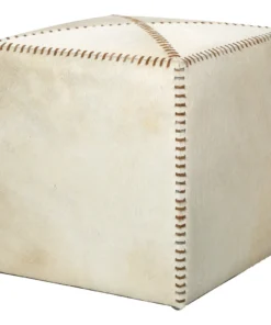 Jamie Young Small Ottoman White Hide