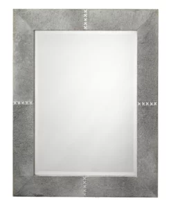 Jamie Young Cross Stitch Rectangle Mirror Gray Hide New Arrivals