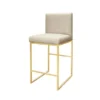 Worlds Away New Arrivals Kingston Beige Counter Stool Brass
