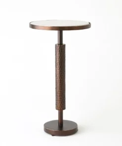 Studio A Hammered Martini Table Bronze With White Marble