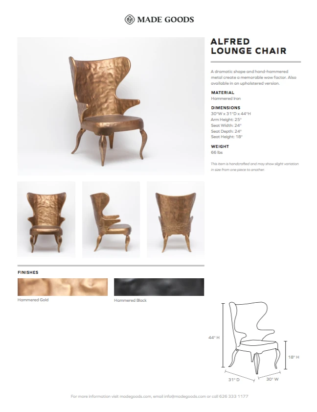 Made Goods Alfred Lounge Chair Hammered Gold Iron 9 Made Goods Alfred Lounge Chair Hammered Gold Iron