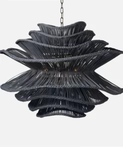 Made Goods New Arrivals Alondra Large Chandelier Dark Charcoal Rattan
