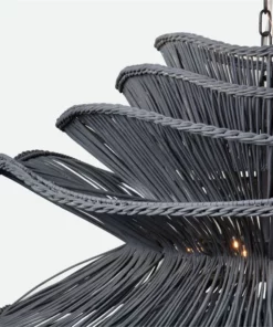 Made Goods New Arrivals Alondra Large Chandelier Dark Charcoal Rattan