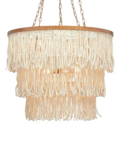 Made Goods New Arrivals Arricka Chandelier Bleached Abaca Rope With Gold Metal