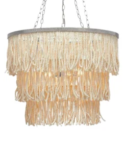 Made Goods Arricka Chandelier Bleached Abaca Rope With Silver Metal New Arrivals