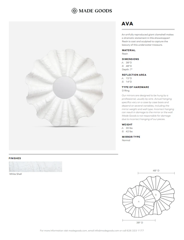 Made Goods New Arrivals Ava Mirror White Shell Resin Small 7 Made Goods New Arrivals Ava Mirror White Shell Resin Small