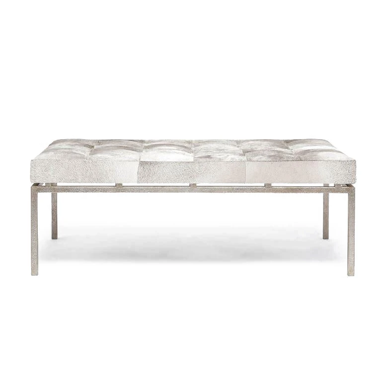 Made Goods Benjamin Ottoman Gray Hair On Hide With Silver Base 3 Made Goods Benjamin Ottoman Gray Hair On Hide With Silver Base