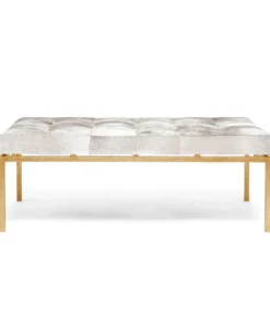 Made Goods New Arrivals Benjamin Ottoman Grey Hair On Hide With Gold Base