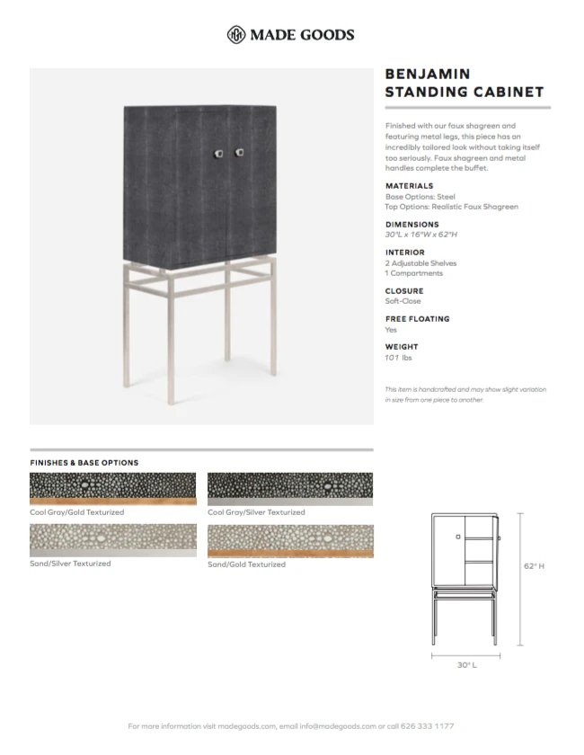 Made Goods Benjamin Standing Cabinet Cool Gray And Gold 7 Made Goods Benjamin Standing Cabinet Cool Gray And Gold
