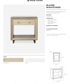 Made Goods Blaine Double Nightstand Champagne Faux Canvas New Arrivals