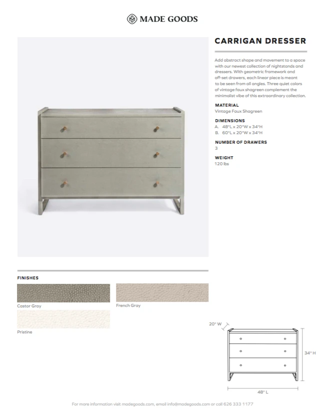 Made Goods Carrigan 60" Dresser Pristine Vintage Faux Shagreen New Arrivals 4 Made Goods Carrigan 60" Dresser Pristine Vintage Faux Shagreen New Arrivals