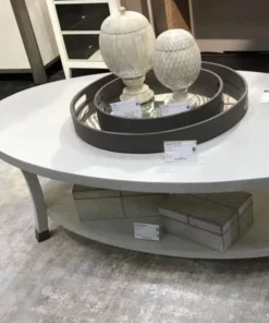 Made Goods Caterina Coffee Table Moon White Faux Raffia