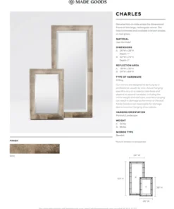 Made Goods Charles Rectangular Mirror Gray Hair On Hide
