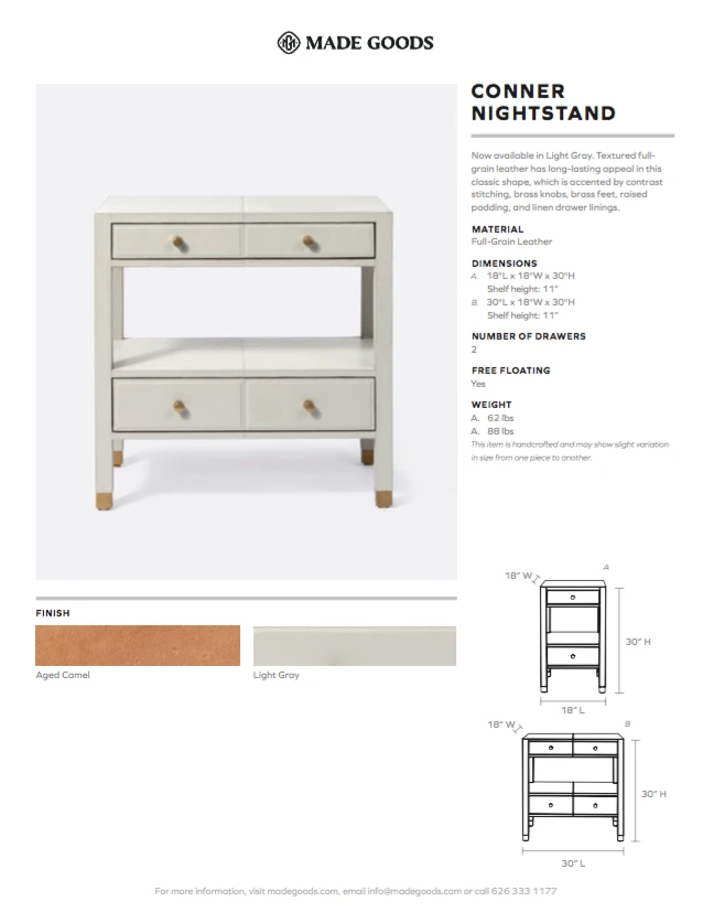 Made Goods Conner Single Nightstand Dark Tan New Arrivals 6 Made Goods Conner Single Nightstand Dark Tan New Arrivals